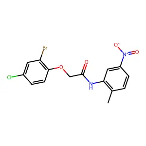 2-(2-bromo-4-chlorophenoxy)-N-(2-methyl-5-nitrophenyl)acetamide structure
