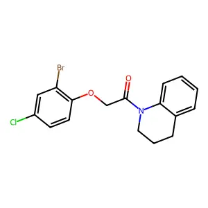 2-(2-bromo-4-chlorophenoxy)-1-(3,4-dihydro-2H-quinolin-1-yl)ethanone structure