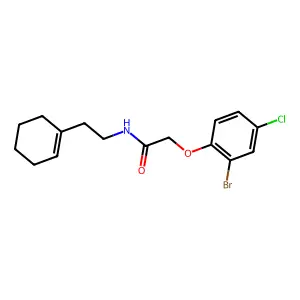 2-(2-bromo-4-chlorophenoxy)-N-[2-(1-cyclohexen-1-yl)ethyl]acetamide structure