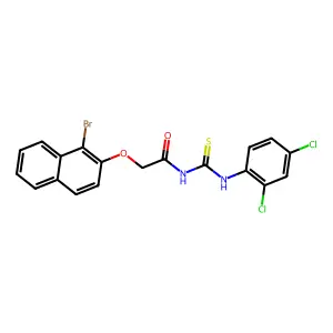 2-(1-bromonaphthalen-2-yl)oxy-N-[(2,4-dichlorophenyl)carbamothioyl]acetamide structure