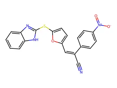 (2E)-3-[5-(1H-benzimidazol-2-ylsulfanyl)furan-2-yl]-2-(4-nitrophenyl)prop-2-enenitrile structure