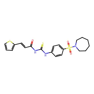 (E)-N-((4-(azepan-1-ylsulfonyl)phenyl)carbamothioyl)-3-(thiophen-2-yl)acrylamide structure