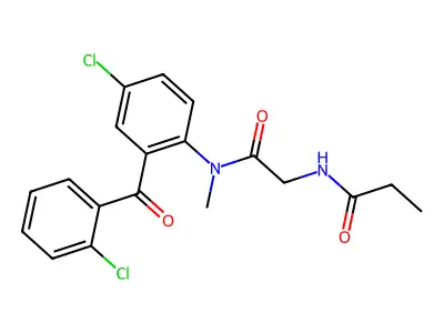 Propanamide, N-(2-((4-chloro-2-(2-chlorobenzoyl)phenyl)methylamino)-2-oxoethyl)- structure