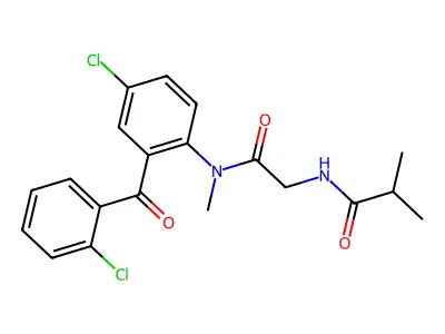 Propanamide, N-(2-((4-chloro-2-(2-chlorobenzoyl)phenyl)methylamino)-2-oxoethyl)-2-methyl- structure
