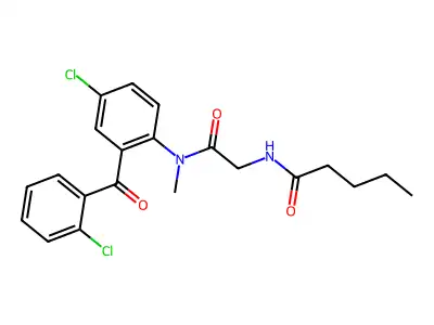 Pentanamide, N-(2-((4-chloro-2-(2-chlorobenzoyl)phenyl)methylamino)-2-oxoethyl)- structure
