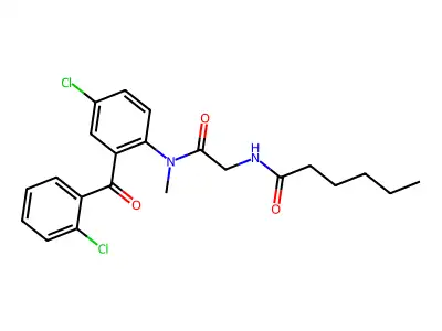Hexanamide, N-(2-((4-chloro-2-(2-chlorobenzoyl)phenyl)methylamino)-2-oxoethyl)- structure