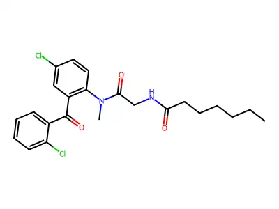 Heptanamide, N-(2-((4-chloro-2-(2-chlorobenzoyl)phenyl)methylamino)-2-oxoethyl)- structure
