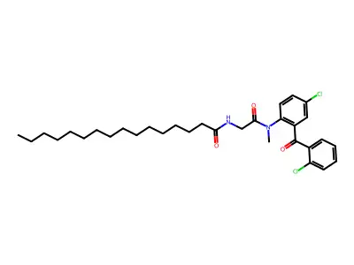 Hexadecanamide, N-(2-((4-chloro-2-(2-chlorobenzoyl)phenyl)methylamino)-2-oxoethyl)- structure