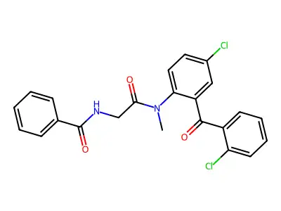 Benzamide, N-(2-(((4-chloro-2-(2-chlorobenzoyl)phenyl)methyl)amino)-2-oxoethyl)- structure