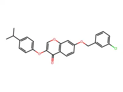 7-[(3-Chlorophenyl)methoxy]-3-(4-propan-2-ylphenoxy)chromen-4-one structure