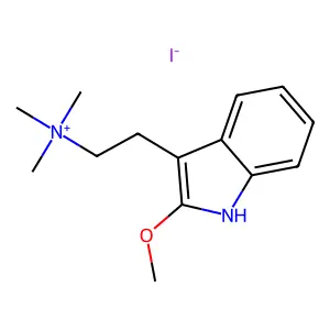 2-(2-Methoxy-1H-indol-3-yl)-N,N,N-trimethylethan-1-aminium iodide structure