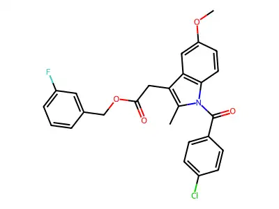 1H-Indole-3-acetic acid, 1-(4-chlorobenzoyl)-5-methoxy-2-methyl-, (3-fluorophenyl)methyl ester structure