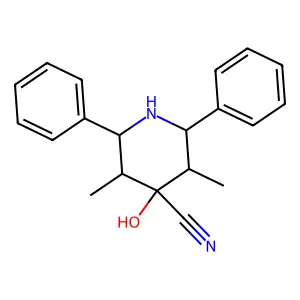 4-Hydroxy-3,5-dimethyl-2,6-diphenylpiperidine-4-carbonitrile structure