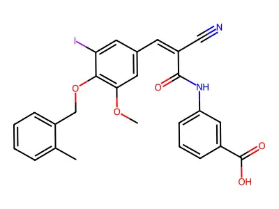 3-[[2-cyano-3-[3-iodo-5-methoxy-4-[(2-methylphenyl)methoxy]phenyl]prop-2-enoyl]amino]benzoic Acid structure