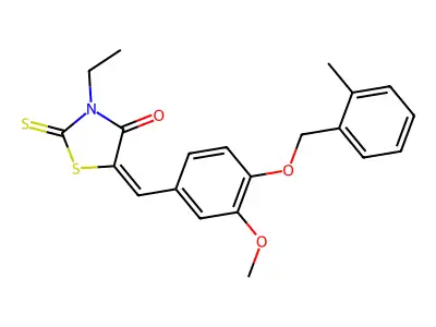 (5E)-3-ethyl-5-[[3-methoxy-4-[(2-methylphenyl)methoxy]phenyl]methylidene]-2-sulfanylidene-1,3-thiazolidin-4-one structure