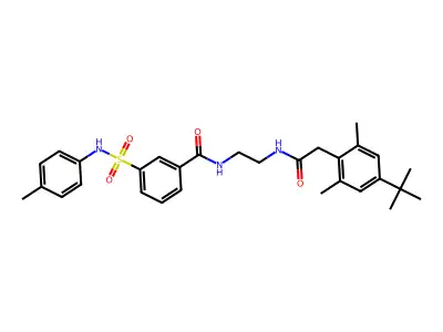 N-[2-[[2-(4-tert-butyl-2,6-dimethylphenyl)acetyl]amino]ethyl]-3-[(4-methylphenyl)sulfamoyl]benzamide structure
