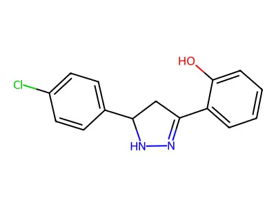 2-[5-(4-chlorophenyl)-4,5-dihydro-1H-pyrazol-3-yl]phenol structure