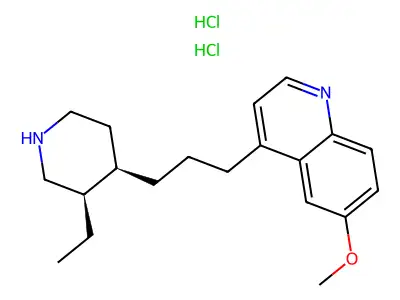 Quinoline, 4-(3-(3-ethyl-4-piperidinyl)propyl)-6-methoxy-, dihydrochloride, (3R-cis)- structure