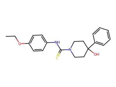 1-Piperidinecarboxanilide, 4'-ethoxy-4-hydroxy-4-phenyl-thio- structure