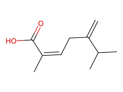 trans-2-Methyl-5-isopropylhexa-2,5-dienoic acid structure