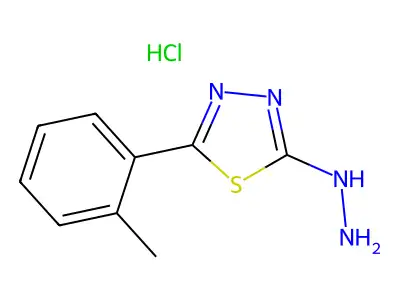 1,3,4-Thiadiazol-2(3H)-one, 5-(2-methylphenyl)-, hydrazone, monohydrochloride structure