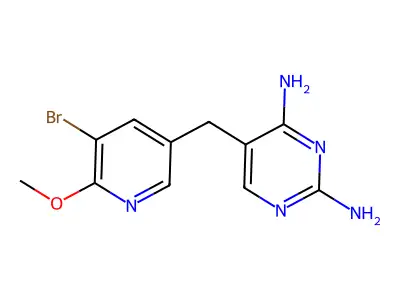 Pyrimidine, 5-((5-bromo-6-methoxy-3-pyridyl)methyl)-2,4-diamino- structure