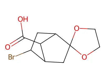 Spiro[bicyclo[2.2.1]heptane-2,2'-[1,3]dioxolane]-7-carboxylic acid, 5-bromo- structure