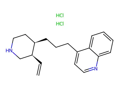 Quinoline, 4-(3-(3-ethenyl-4-piperidinyl)propyl)-, dihydrochloride, (3R-cis)- structure