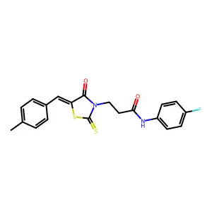 N-(4-fluorophenyl)-3-[5-(4-methylbenzylidene)-4-oxo-2-thioxo-1,3-thiazolidin-3-yl]propanamide structure