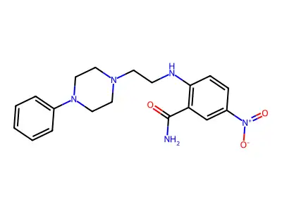 Benzamide, 5-nitro-2-((2-(4-phenyl-1-piperazinyl)ethyl)amino)- structure