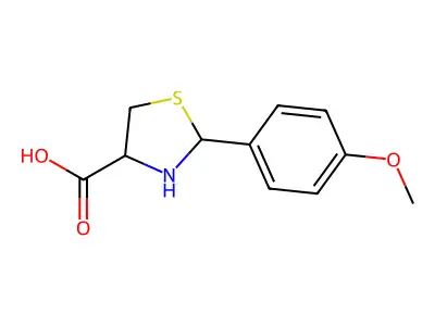 (2S,4R)-2-(4-methoxyphenyl)-1,3-thiazolidine-4-carboxylic acid structure
