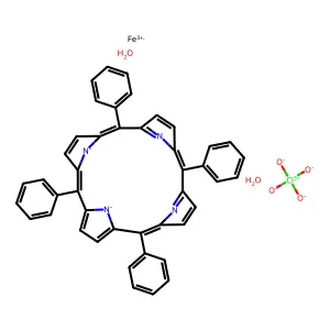 Diaquo(meso-tetraphenylporphinato)iron(III) perchlorate structure