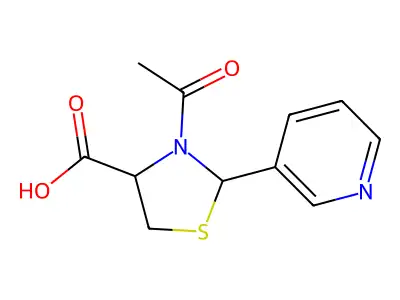 3-Acetyl-2-pyridin-3-ylthiazolidine-4-carboxylic acid structure