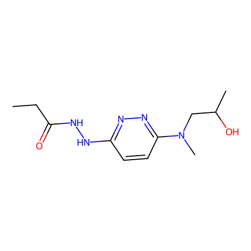 Propionic acid, 2-(6-((2-hydroxypropyl)methylamino)-3-pyridazinyl)hydrazide structure