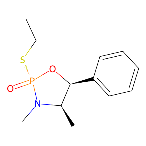 1,3,2-Oxazaphospholidine, 2-(ethylthio)-3,4-dimethyl-5-phenyl-, 2-oxide, (2R-2alpha,4alpha,5alpha))- structure