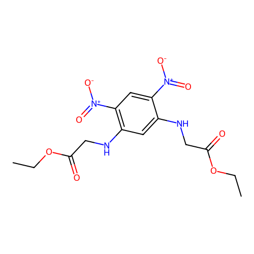 Ethyl 2-[5-[(2-ethoxy-2-oxoethyl)amino]-2,4-dinitroanilino]acetate structure