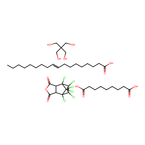 Oleic acid, pentaerythritol, azelaic acid, chlorendic anhydride polymer structure