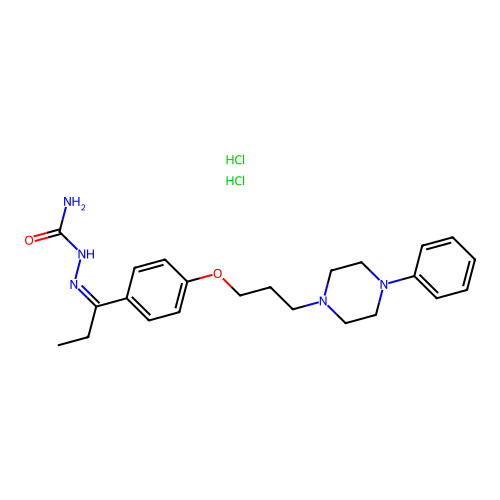 1-(p-Propionylphenoxy)-3-(N-phenylpiperazinyl)propane semicarbazone dihydrochloride structure