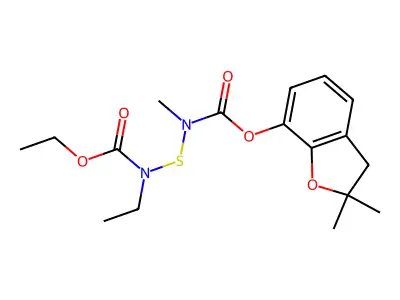 6-Oxa-3-thia-2,4-diazaoctanoic acid, 4-ethyl-2-methyl-5-oxo-, 2,3-dihydro-2,2-dimethyl-7-benzofuranyl ester structure