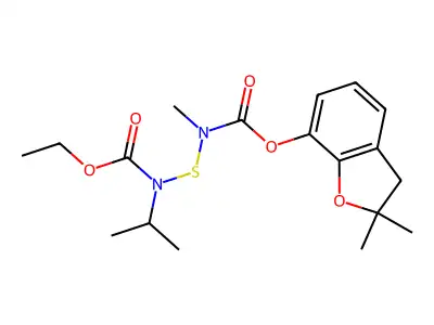 6-Oxa-3-thia-2,4-diazaoctanoic acid, 2-methyl-4-(1-methylethyl)-5-oxo-, 2,3-dihydro-2,2-dimethyl-7-benzofuranyl ester structure