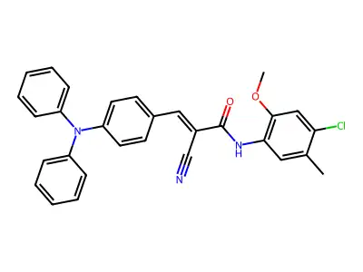 N-(4-chloro-2-methoxy-5-methylphenyl)-2-cyano-3-[4-(N-phenylanilino)phenyl]prop-2-enamide structure