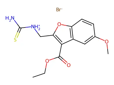 2-(3-Thioureamethyl)-3-carboethoxy-5-methoxybenzofuran hydrobromide structure
