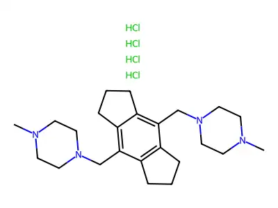 Piperazine, 1,1'-((1,2,3,5,6,7-hexahydro-s-indacene-4,8-diyl)bis(methylene))bis(4-methyl-, tetrahydrochloride structure