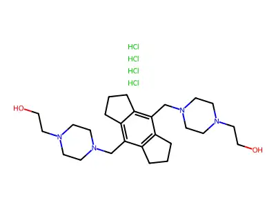 1-Piperazineethanol, 4,4'-((1,2,3,5,6,7-hexahydro-s-indacene-4,8-diyl)bis(methylene))bis-, hydrochloride, hydrate (1:4:1) structure
