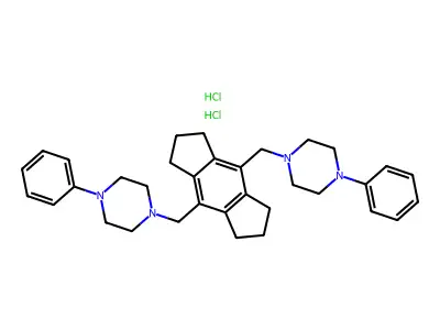 Piperazine, 1,1'-((1,2,3,5,6,7-hexahydro-s-indacene-4,8-diyl)bis(methylene))bis(4-phenyl)-, hydrochloride, hydrate (1:2:1) structure