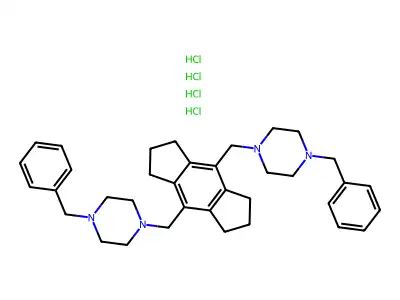Piperazine, 1,1'-((1,2,3,5,6,7-hexahydro-s-indacene-4,8-diyl)bis(methylene))bis(4-(phenylmethyl)-, tetrahydrochloride structure