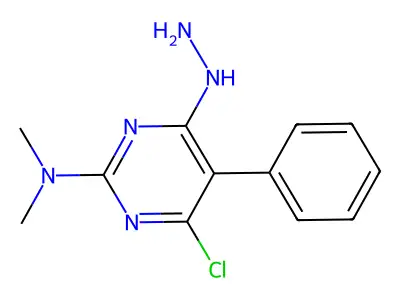 N-(4-chloro-6-hydrazino-5-phenylpyrimidin-2-yl)-N,N-dimethylamine structure