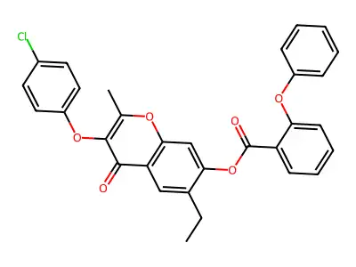 [3-(4-Chlorophenoxy)-6-ethyl-2-methyl-4-oxochromen-7-yl] 2-phenoxybenzoate structure