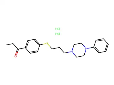 Propiophenone, 4'-((3-(4-phenyl-1-piperazinyl)propyl)thio)-, dihydrochloride structure