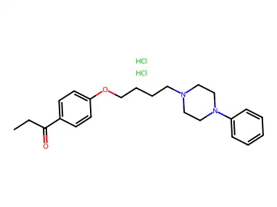 Propiophenone, 4'-(4-(4-phenyl-1-piperazinyl)butoxy)-, dihydrochloride structure